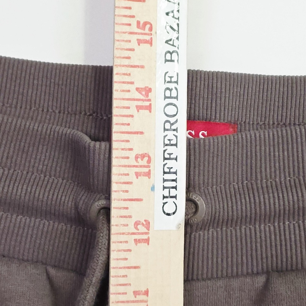 GUESS Joggers Women Large Brown Chenille Logo Ribbed Fleece Sweatpants - Picture 6 of 9